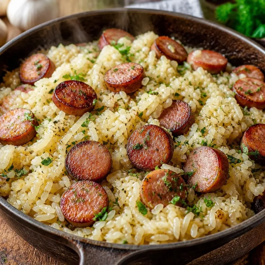 One-Pot Garlic Butter Rice with Sausage
