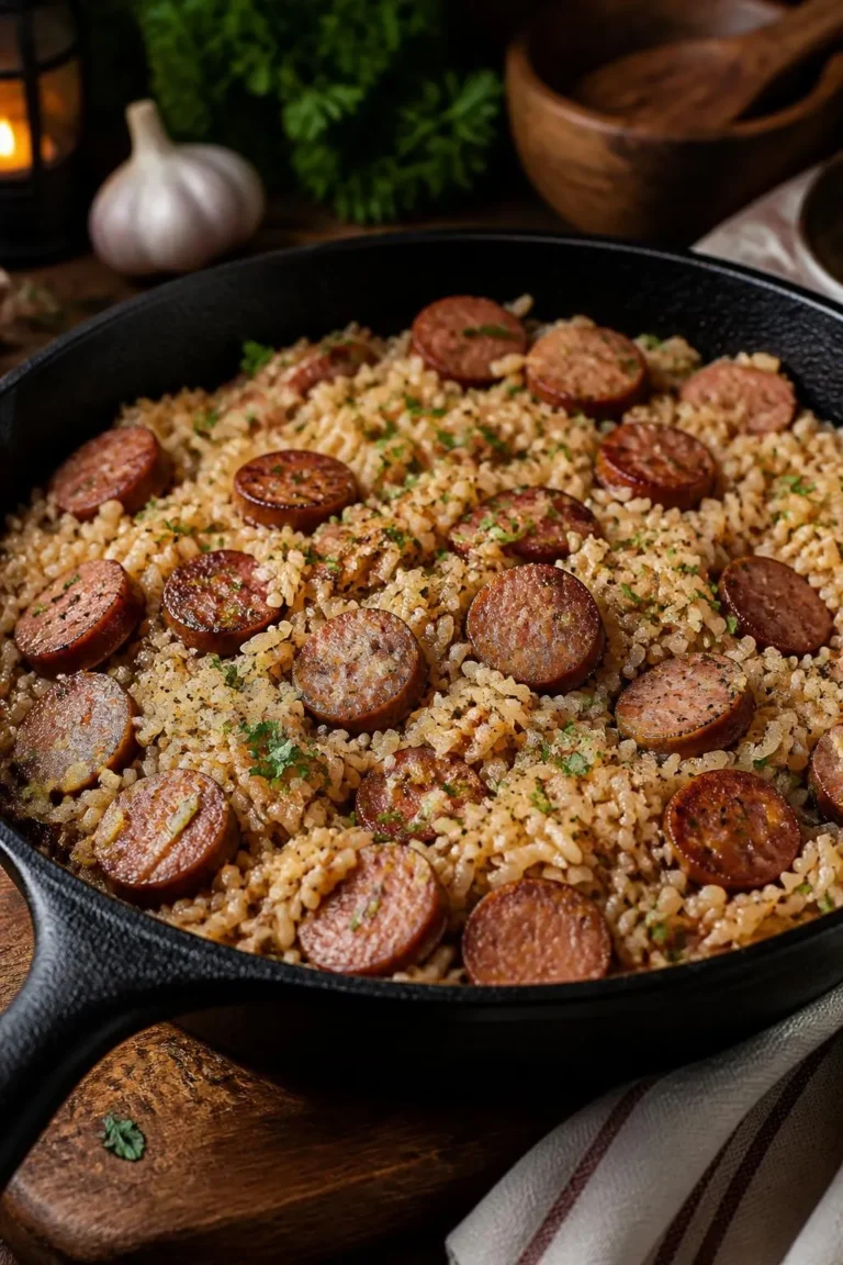One-Pot Garlic Butter Rice with Sausage